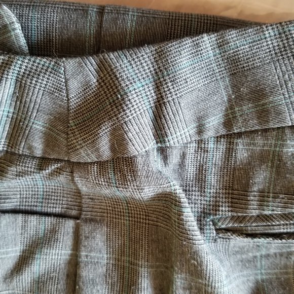 Vintage 90s, gray, brown, black, turquoise light plaid/stripes, L, Jessica Sears - Picture 5 of 10